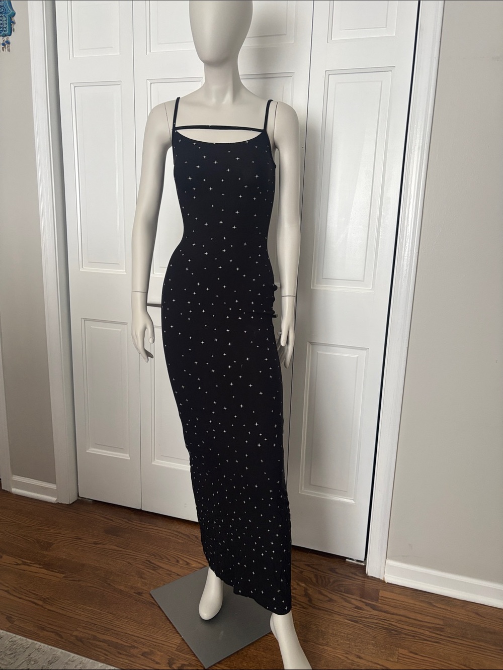 SKIMS Black Maxi Dress with Stars Detail